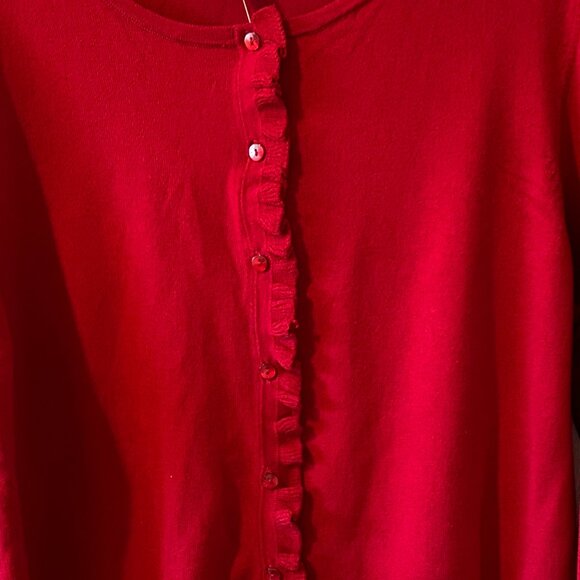 Anne Taylor Loft Red Ruffled Sweater - Picture 2 of 4